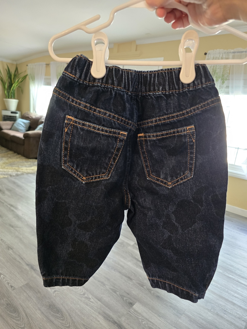 Baby Gap Adjustable Waist Pull-On Barrel Jeans, 6–12 Months, run generous.
